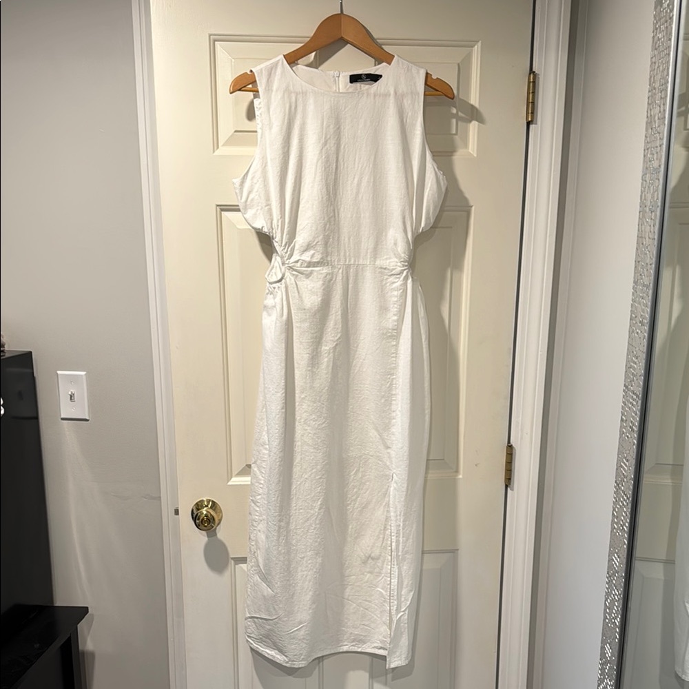 Linen White Sleeveless Dress